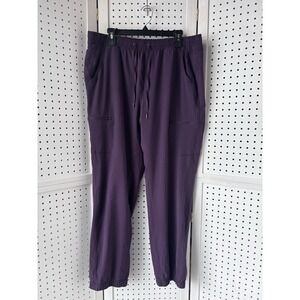 Eddie Bauer Pants Women's 16 Purple Fleece Lined Cargo Jogger Hiking Outdoor
